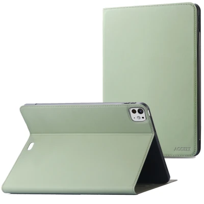 Afbeelding van iPad Pro 13 (2024) M4 Hoes: Accezz Classic Tablet Case Bookcase Groen Siliconen En TPU (zacht) Hoezen
