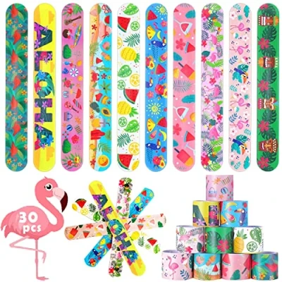 Afbeelding van Acuiwer Hawaïaanse klaparmbandjes 30 stuks, polsbandjes in bulk voor het vullen van feestzakjes, feestbenodigdheden en cadeaus meisjes jongens op verjaardagen Kerstmis (Hawaï, stuks)