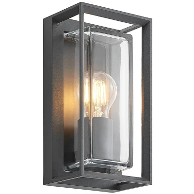 Afbeelding van Arcchio buitenwandlamp Ismera, IP65, donkergrijs, sensor