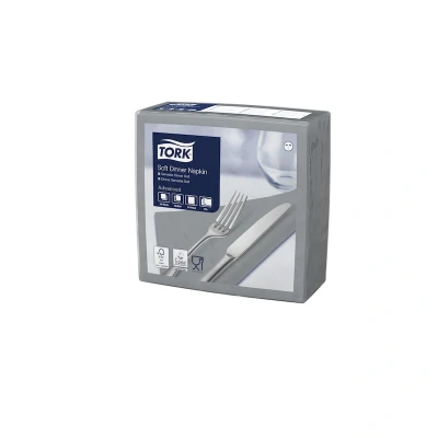 Afbeelding van Tork Soft Dinnerservet 39x39cm 3 laags 1/4 vouw Grijs 477673