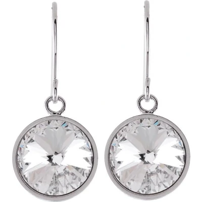 Afbeelding van Behave Oorbel hanger glanzend zilver kleur, met 10 mm swarovski elements crystal steen