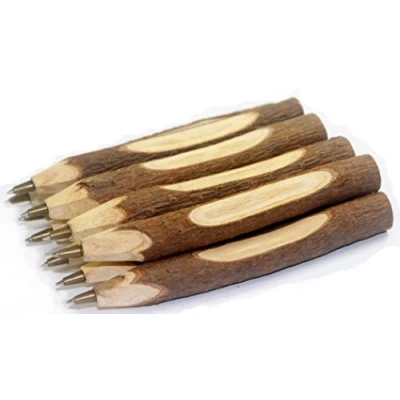 Afbeelding van Gullor 10 stuks vintage handgemaakte houten balpen, schoolbenodigdheden, briefpapier cadeau
