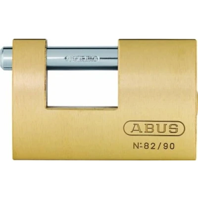 Afbeelding van ABUS Messing hangslot 82/90 gl. 8521 gelijksluitend monoblok voor rolroosters, automaten en nog veel meer. Vergrendelingsbouten van gehard staal veiligheidsniveau 7