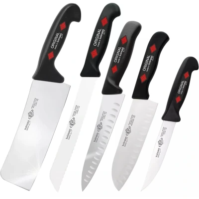 Afbeelding van EIKASO Keukenmessenset 5 Delig Chinees Koksmes, Santoku &amp; Broodmes Molybdeenstaal Ergonomi...
