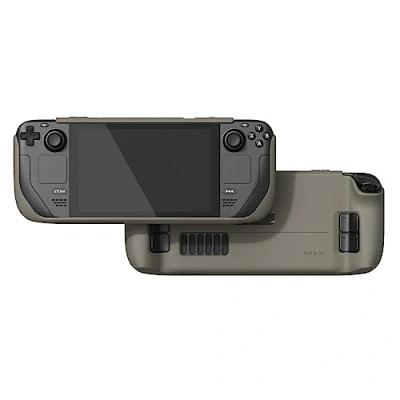 Afbeelding van Skull &amp; Co. GripCase SD for Steam Deck and OLED: A Soft Protective Case with Textured Grips Full Protection Stand, Shock Absorption Non Slip Anti Scratch Cover Design Coyote Gray