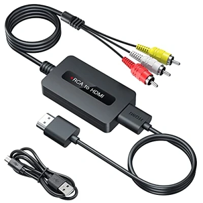 Afbeelding van SUNNATCH Mannelijke RCA naar HDMI Converter Kabel met en kabels, Adapter, Composiet CVBS AV Converter, In Out Full HD 720P/1080P Output Switch