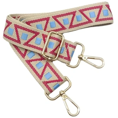 Afbeelding van Gekleurde schouderriem voor damestassen, brede tasriem, roze blauw, verstelbare met gouden karabijnhaak, duurzaam crossbody tas, handtas, doe het zelf schouderaccessoires