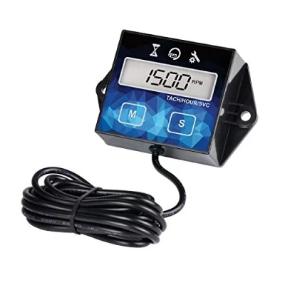 Afbeelding van Runleader Digitale motor, bedrijfsurenteller, uren en toerental met onderhoudsherinnering, batterij vervangbaar voor grasmaaiers, generator, kettingzaag, ATV, buitenboordmotor, dirtbike, sneeuwblazer