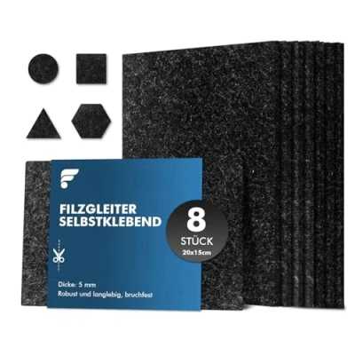 Afbeelding van shinfly Viltdoppen voor stoelen, 5 mm dik, zelfklevend, met ideale kleefkracht, 8 stuks