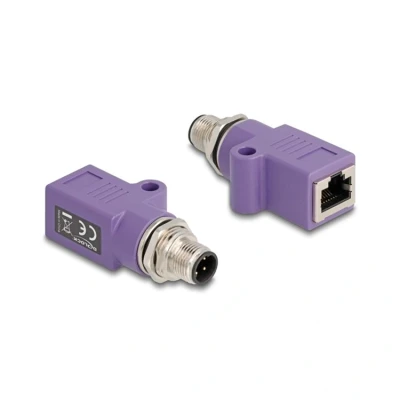 Afbeelding van Delock M12 Adapter D kodiert 4 Pin Stecker zu RJ45 Buchse Cat.5e mit B