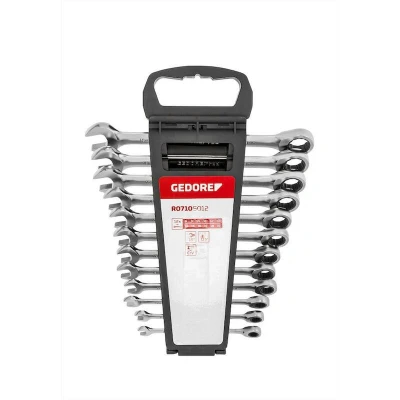 Afbeelding van GEDORE red R07105012 Ringratelsleutelset met ringratel, set 12 delig, SW 8 19 mm, plat, moersleutel