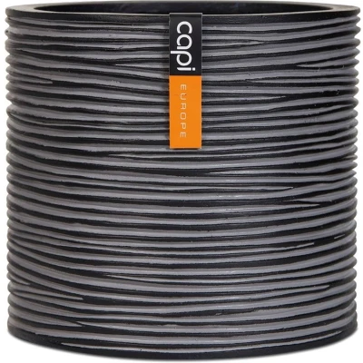 Afbeelding van Vaas cylinder I rib 12x12x11 zwart Capi Europe