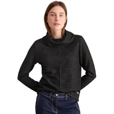 Afbeelding van Cecil Cropped Longsleeve, Dames, Maat: XL, Schwarz