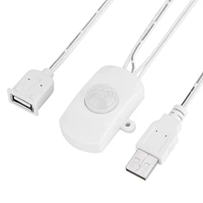 Afbeelding van Mini LED infrarood bewegingssensor, 4A DC 5 24V automatische schakelaar 120 graden PIR bewegingsmelder met LED/USB interface(Wit)