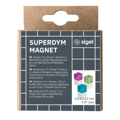 Afbeelding van Magneten Sigel voor glasbord set 3kleuren C5 sterk 11x11x11mm turquois