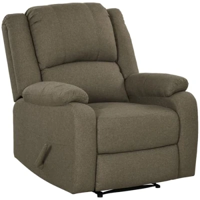 Afbeelding van HOMCOM Relaxstoel, handmatige televisiestoel met ligfunctie, linnenlook, tv stoel zijgreep, voetensteun, tot 150 kg belastbaar, voor woonkamer, bruin