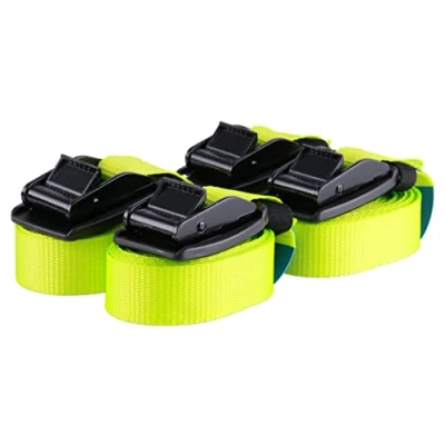 Afbeelding van Sandax Spanbanden met klemsluiting EN gespbescherming van rubber, lengte: 4 m. Breedte: 25 mm; sjorbanden, belastbaar tot 540 kg, volgens DIN 12195 2, premium spanband, set 4, neongeel