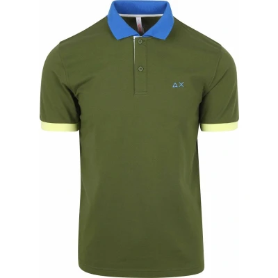 Afbeelding van Sun68 Poloshirt Color Way Donkergroen maat M heren met Modern fit Pasvorm Stretch Suitable Herenkleding