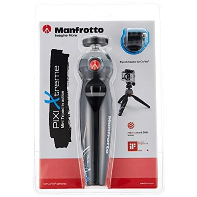 Afbeelding van Manfrotto MKPIXIEX BK Pixi Treppiedi da Tavolo con Staffa ed Attacco per GoPro, Nero