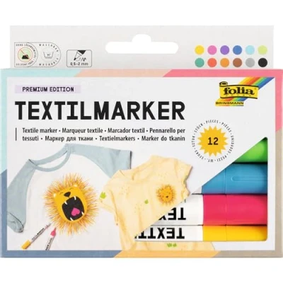 Afbeelding van textielstift Folia assorti kleuren 12 stuks