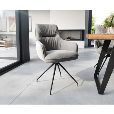 Afbeelding van Draaistoel Zelia Flex met armleuning kruisframe conisch zwart fluweel grijs 180