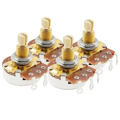 Afbeelding van Musiclily Pro Brass Shaft Full Metric A500K Logaritmische Potmeter voor Elektrische Gitaar en Basgitaar (4 Stuks)