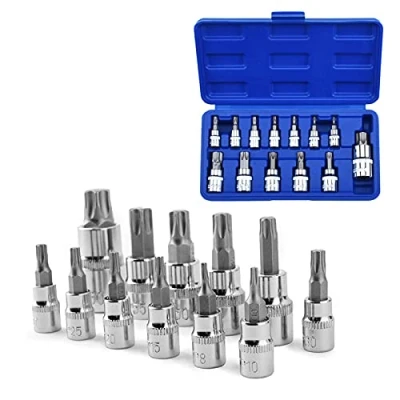 Afbeelding van nutmanel torx moersleutelset, bit dopsleutelset, schroevendraaierbit T8/T10/T15/T20/T25/T27/T30/T40/T45/T50/T55/T60/T70, 13 stuks