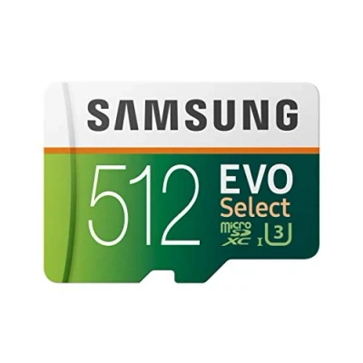 Afbeelding van Samsung EVO Select microSD kaart, 512 GB, 100 MB/s en 90 MB/s, geheugenkaart voor Full HD &amp; 4K UHD, incl. SD adapter smartphone, tablet, actiecamera, drone notebook