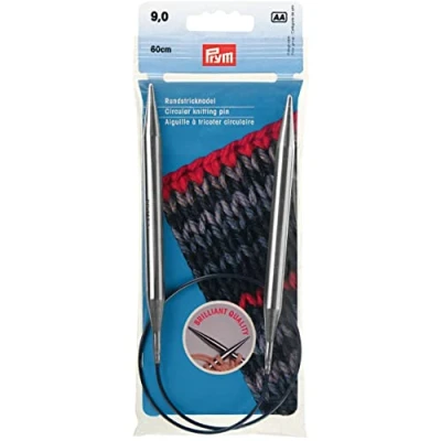 Afbeelding van Prym Ferri circolari da maglia, colore argento, in ottone, lunghezza 60 cm, 9,0 mm