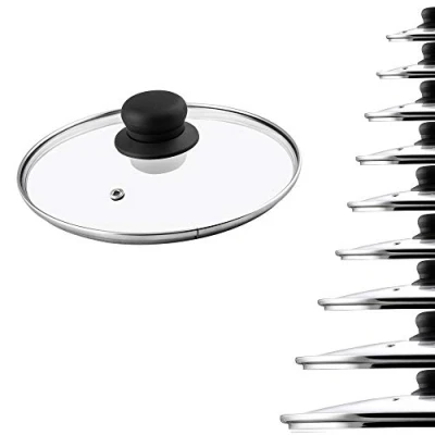 Afbeelding van KADAX Glazen Deksel, hittebestendig Deksel met Handvat van Kunststof, Stoomgat, Pandeksel, universeel voor Pannen en Potten, in verschillende maten, rond (20cm)