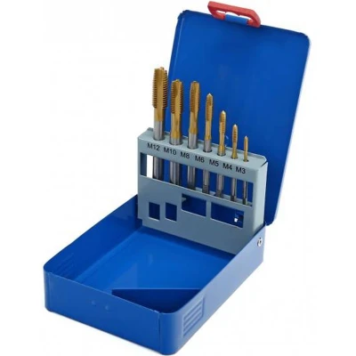 Afbeelding van HBM 7 Delige HSS Tin Gecoate Machinetapset M3 12