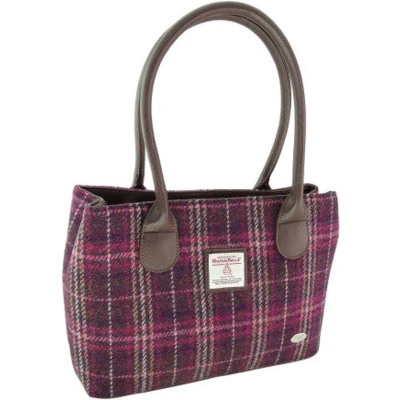 Afbeelding van Schoudertas Cassley Paars Geruit Klassiek Harris Tweed Glen Appin of Scotland