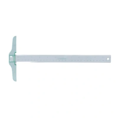 Afbeelding van Craftelier T vormige liniaal 30 cm, basisgereedschap voor scrapbooking en knutselprojecten, afmetingen in centimeters inch, van kunststof, transparant turquoise