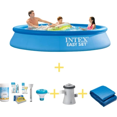 Afbeelding van Intex Zwembad Easy Set 305 x 61 cm Inclusief WAYS Onderhoudspakket, Filterpomp &amp; Grondzeil