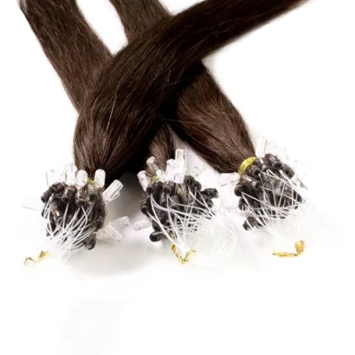 Afbeelding van hair2heart Microring Extensions van echt haar, glad, 25 strengen, 1 g, 60 cm, bruin