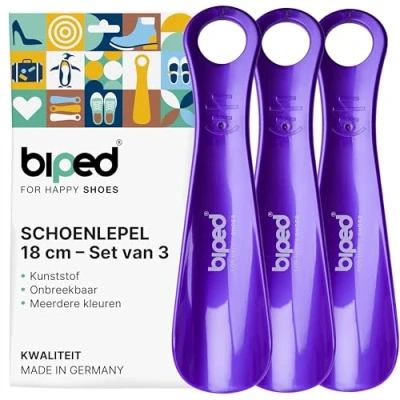 Afbeelding van biped set van 3 schoenlepels kunststof 18 cm schoenlepel Duitse productie z1570(metaalachtig paars)
