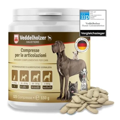 Afbeelding van Veddelholzer honden gewrichtsabletten met groene lippschelp MSM &amp; Teufelskralle glucosamine collageen ter versterking van gewrichten botten kraakbeen uit Duitsland 125 capsules