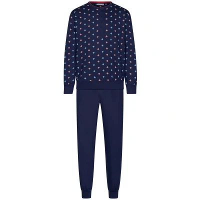 Afbeelding van Duurzame katoenen heren pyjama Blauw Maat XL