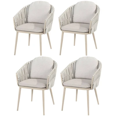 Afbeelding van Eva dining tuinstoel latte rope Taste 4SO set van 4