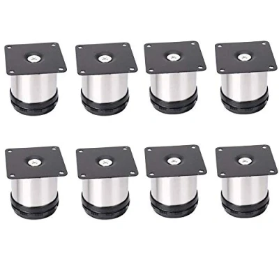 Afbeelding van Youery 8 STKS 50x50mm Verstelbare Ondersteuning Meubelpoten Rvs Ronde Kast Voeten,Verstelbare Hoogte Metalen TV Bureau Tafel Keuken met Schroeven Voeten