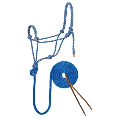 Afbeelding van Weaver Leather Diamond Braid Rope Halter en Lood, Blauw/Oranje/Lime, 3 m