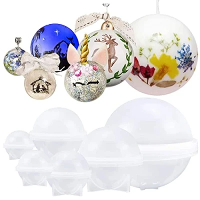 Afbeelding van iSuperb 5 Stks Siliconen Ronde Bal Hars Mal Set Gieten Molud Gereedschap Diy Sieraden Craft, Epoxy, Handgemaakte Kristallen Hanger