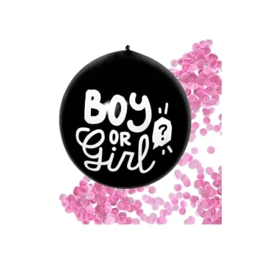Afbeelding van Boland Latex confettiballon &#039;Boy or Girl&#039; Roze vulling Confetti ballon