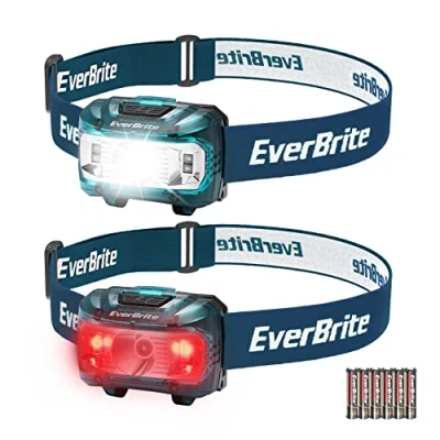 Afbeelding van EverBrite Led hoofdlamp, 2 stuks, blauw, lichtgewicht kinderhoofdlamp met 5 lichtmodi, cadeautje voor jongens en meisjes, kamperen, outdoor, Halloween, Allerheiligen [met 6 AAA batterijen]