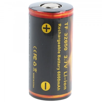 Afbeelding van Trustfire 32650 6000 mAh 3,7 V beschermde Li ionbatterij met afmetingen 69,6 x 32,85 mm