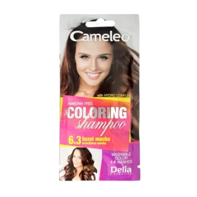 Afbeelding van Cameleo Kleurshampoo Hazel Mocha snelle en eenvoudige kleurverfrissing &quot;kleur in kleur&quot; zonder ammoniak oxidatiemiddel shampoo zak 40 ml