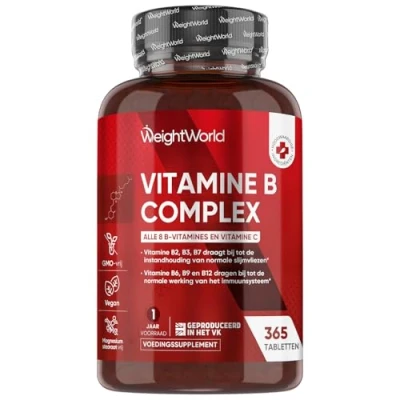 Afbeelding van WeightWorld Vitamine B Complex Alle 8 belangrijke vitamines 365 vegan tabletten voor 1 jaar voorraad