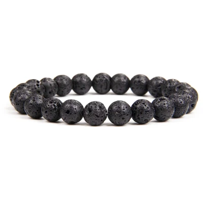 Afbeelding van Bixorp Gems Lavasteen Edelstenen Armband Gepolijste Edelsteen Kralenarmband