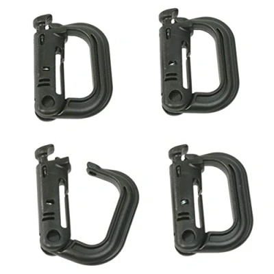 Afbeelding van valonic Molle karabiner plastic voor rugzak, riem 4 stuks, zwart, accessoires, grimlock grimloc