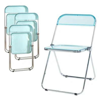 Afbeelding van Klapstoel set van 4 Pornainen 74x46x47 cm lichtblauw transparant [en.casa]